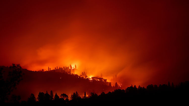 The Camp Fire burns along a ridgetop near Big Bend, Calif., on Saturday, Nov. 10, 2018. - AP Photo/Noah Berger
