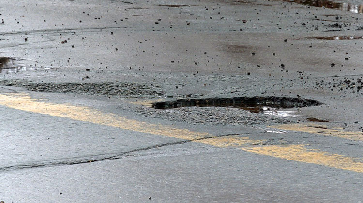 A pothole on an Indiana roadway. - Steve Burns/WFIU-WTIU News