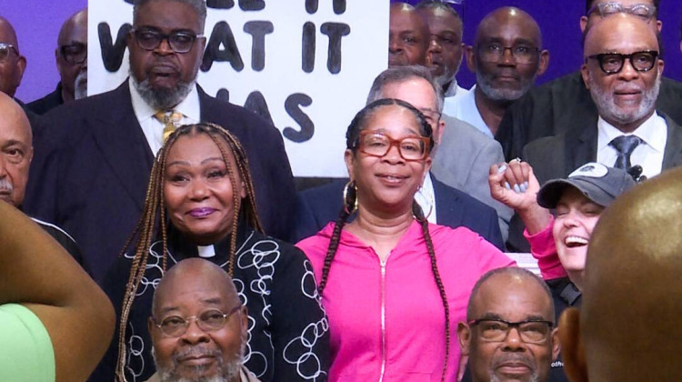 Clergy members and concerned citizens gathered to denounce Lt. Gov. Micah Beckwith's comments on the Three-Fifths Compromise. - Lauren Chapman / IPB News