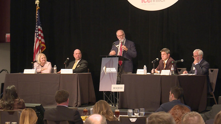 Legislative leaders preview the 2020 session at a panel hosted by the Indiana Chamber of Commerce.  - Lauren Chapman/IPB News