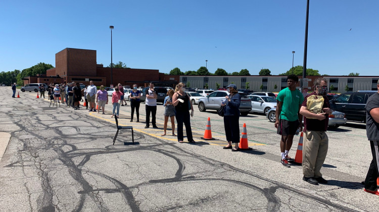 Polling stations across Marion County saw long lines Tuesday. - Jill Sheridan/WFYI