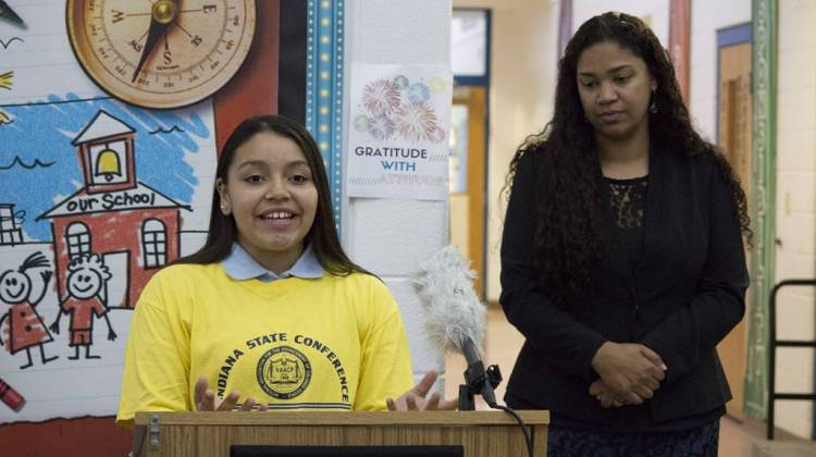 Naomi Caseras, an eighth grader at East Chicago Urban Enterprise Academy, was one of the students whose samples were tested. Hers came back negative. - Annie Ropeik/IPB News