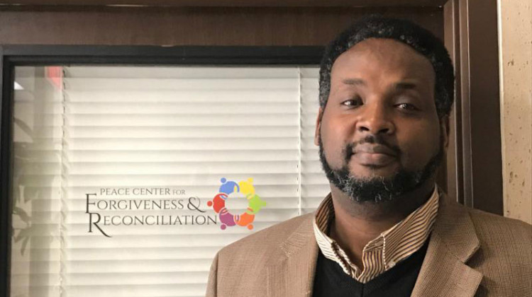 Kazito Kalima is the founder of the Peace Center for Forgiveness & Reconciliation in Indianapolis. He came to Indiana on a basketball scholarship after his family was killed during the Rwandan genocide in 1994. - Lauren Bavis/Side Effects Public Media
