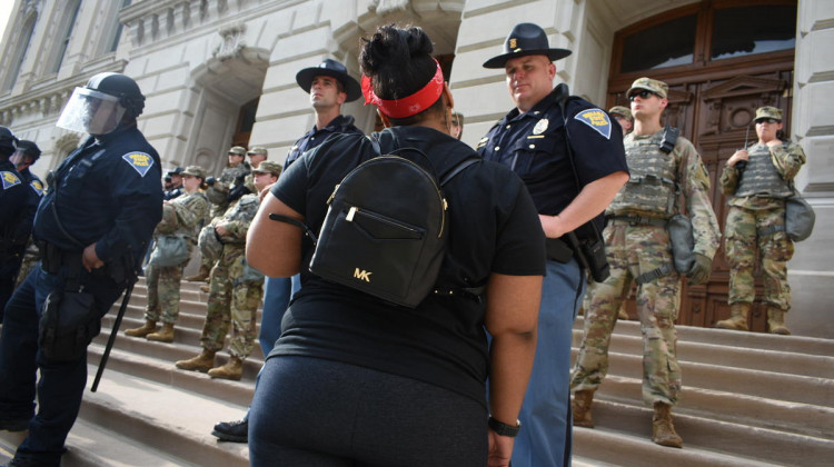 State Police troopers and Indiana National Guardsmen were stationed around the Indiana Statehouse during 2020 Black Lives Matter protests.  - Justin Hicks/IPB News
