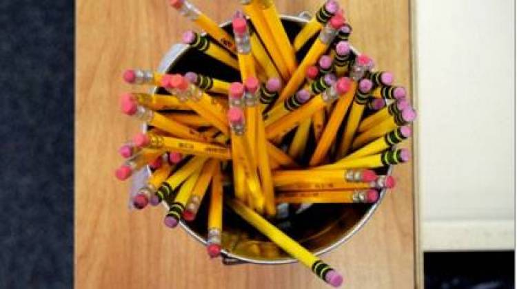 Pencils in a classroom