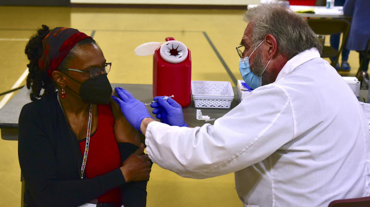 An Indiana teacher gets the COVID-19 vaccine at a clinic in Elkhart.  - Justin Hicks/IPB News