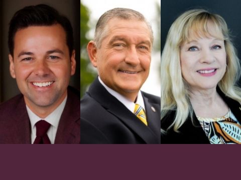 2024 Indiana Lieutenant Governor Candidates: Micah Beckwith (R), Terry Goodin (D) and Tonya Hudson (L)