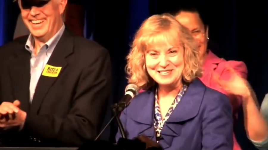 Indiana State Superintendent of Public Instruction-elect Glenda Ritz gives an acceptance speech on Election Day, Nov. 6, 2012. | WTIU