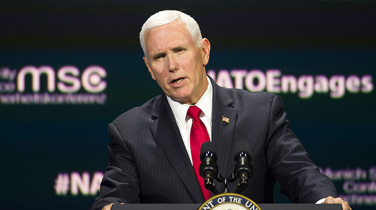 Vice President Mike Pence addresses the Atlantic Council's "NATO Engages The Alliance at 70" conference, in Washington, Wednesday, April 3, 2019. - AP Photo/Cliff Owen