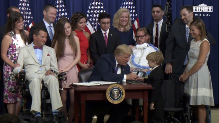 President Donald Trump with Jordan McLinn, 8, of Indianapolis. - Photo courtesy the White House