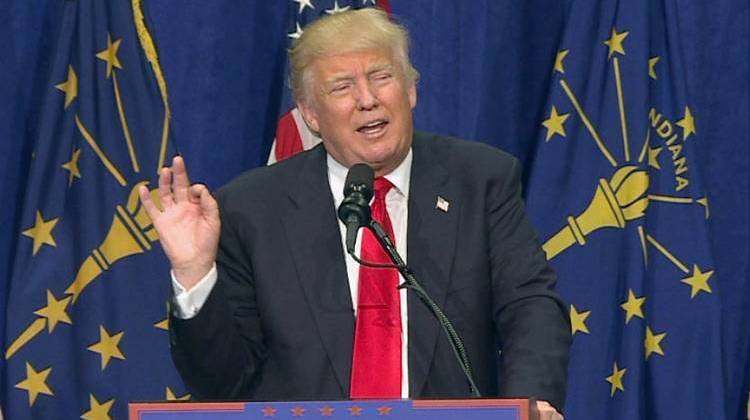 Donald Trump spoke at South Bend's Century Center the night before Indiana's May 2016 primary. - Barbara Brosher/WFIU-WTIU