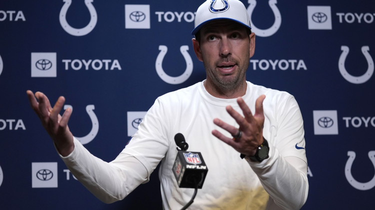 Indianapolis Colts head coach Shane Steichen speaks during a news conference after a preseason NFL football game against the Cincinnati Bengals, Thursday, Aug. 22, 2024, in Cincinnati. The Colts won 27-14. - Carolyn Kaster / AP Photo