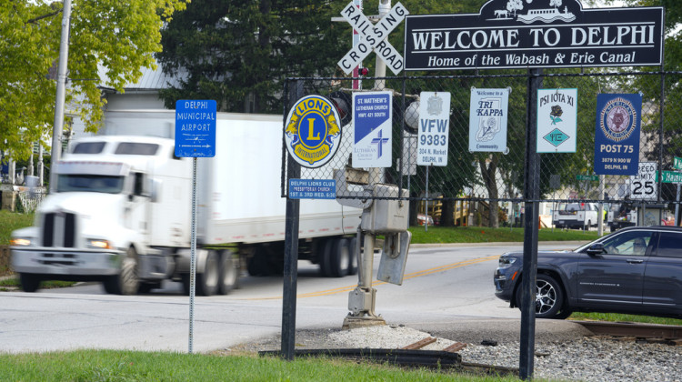 A semi-truck crosses a railroad crossing on the edge of town in Delphi, Ind., Tuesday, Oct. 1, 2024.  - AP Photo / Michael Conroy