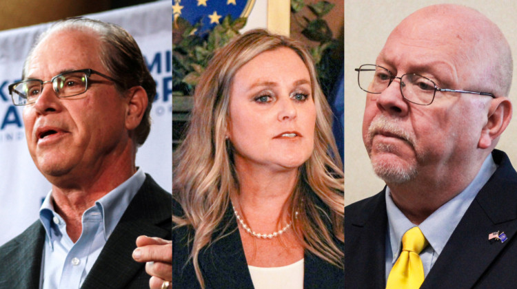 Governor hopefuls Republican Mike Braun, Democratic Jennifer McCormick, and Libertarian Donald Rainwater will debate at WFYI on October 24, hosted by the Indiana Debate Commission. - File Photo: WFYI
