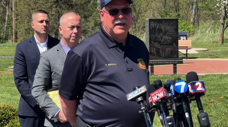 At a press conference on Thursday, Richmond Fire Chief Tim Brown said that new tactics to extinguish the industrial fire seem to be working. - Screenshot of Whitewater Community Television livestream