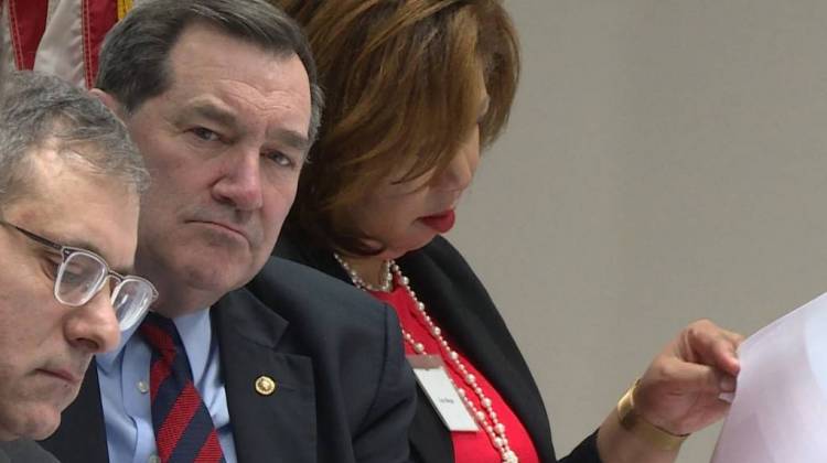 Joe Donnelly listens to testimony from East Chicago residents during a visit on Feb. 17, 2017. - Lauren Chapman/IPB