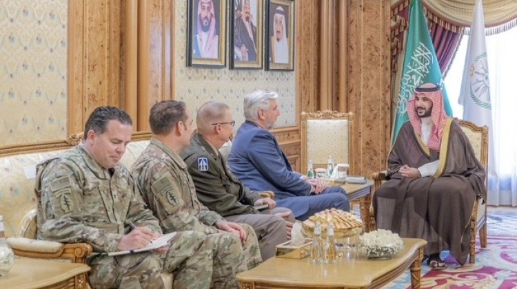 Gov. Eric Holcomb and Indiana National Guard officials met with the Saudi Arabia Minister of Defense while on a trip to Saudi Arabia.  - Courtesy of the governor's office