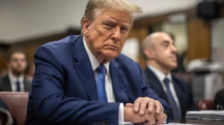 Former President Donald Trump sits in Manhattan Criminal Court in New York on May 20, 2024. A jury found Trump guilty of all 34 felony counts on Thursday. - Dave Sanders / The New York Times via AP, Pool