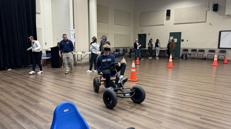 Students at Westfield High School participated in impaired driving simulations led by law enforcement officials. It's part of an effort to raise awareness about the dangers of driving under the influence of substances. - Elizabeth Gabriel / Side Effects Public Media