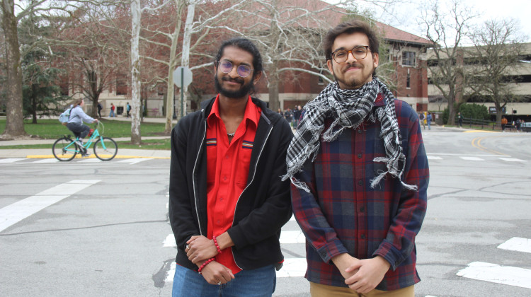 Purdue students Arjun Janakan and Nathan Robinson helped lead efforts to get West Lafayette to pass a ceasefire resolution. - Ben Thorp / WFYI