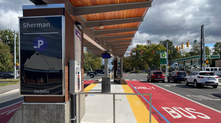 One of the new bus stations along the Purple Line.  - Jill Sheridan / WFYI