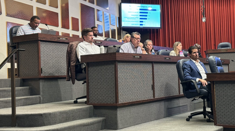 Counselors ask questions about programs to address mental health issues during a committee meeting on Wednesday, Aug. 28, 2024. - Elizabeth Gabriel / WFYI News