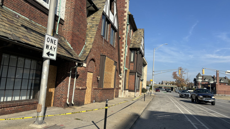 Windows and doors on the Manchester Apartment complex were boarded up days after the building caught fire in October 2024. Now, the property is partially opening up to 23 veterans experiencing homelessness in Indianapolis. - Abriana Herron / WFYI