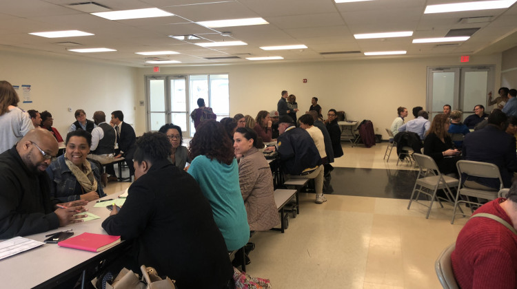 The district picked the three meeting locations to try to reach Indianapolis' different neighbourhoods. Wednesday's meeting took place on the westside.   - Carter BarrettWFYI