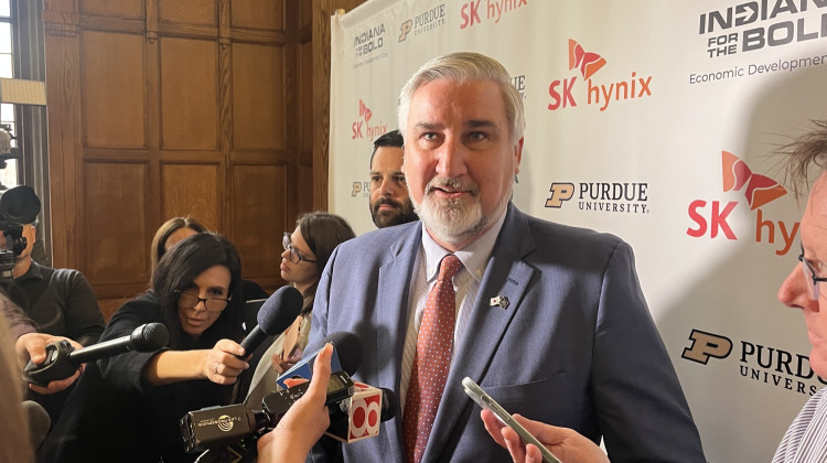 Former Gov. Eric Holcom attended the announcement of the new SK hynix plant last year. - Violet Comber-Wilen / IPB News