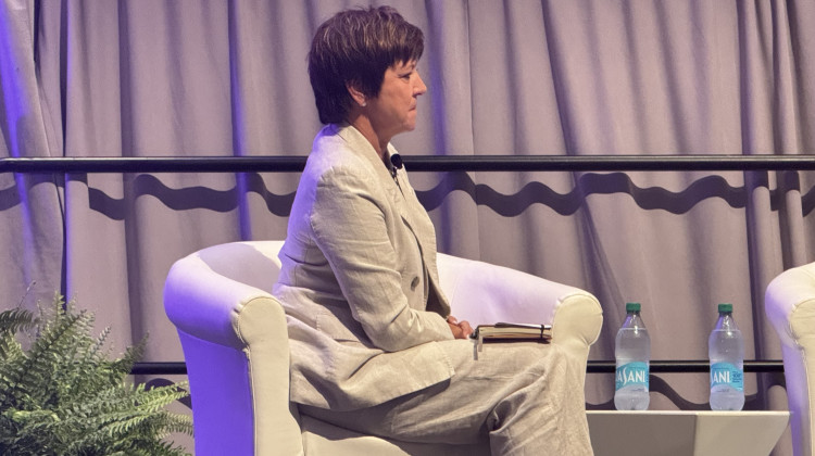 Indiana Fever President Allison Barber participated in a panel discussion at the 2024 Indiana Women's Summit last month. - Sam Horton /  WFYI