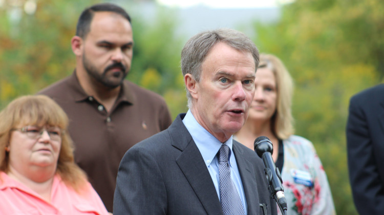 Mayor Joe Hogsett during a press conference on city green spaces in 2023. The mayor canceled a press conference announcing new investments in affordable housing - FILE PHOTO: Ben Thorp / WFYI