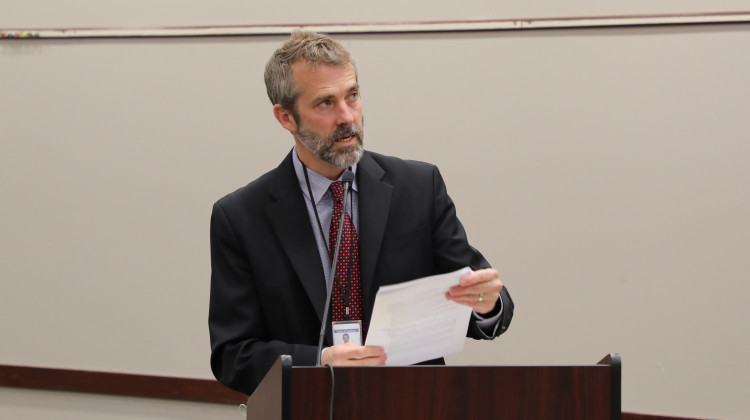 James Betley talks to the members of the Indiana Charter School Board during a meeting on Thursday, April 28, 2022 in Indianapolis. Betley was the board's executive director from October 2015 until January 2025. - Eric Weddle / WFYI