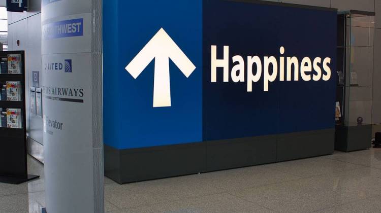 New Temporary Art At Airport Points To Happiness
