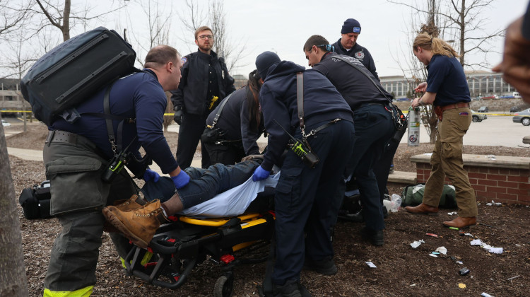 Emergency services respond to suspected mass overdose in downtown Indianapolis Friday