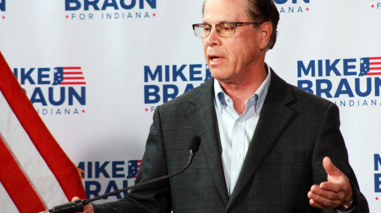 Republican gubernatorial candidate U.S. Sen. Mike Braun (R-Ind.) released a seven-pillar education plan Tuesday, Sept. 17, 2024 ahead of the November election. - Brandon Smith / IPB