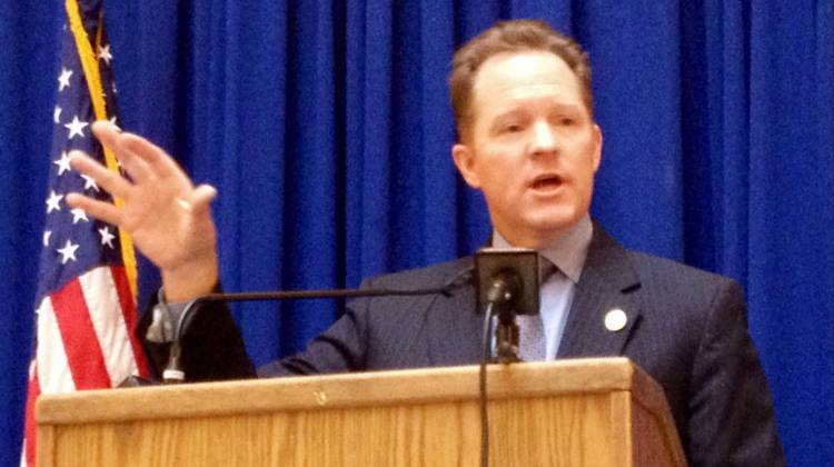 Rep. Randy Truitt, R-West Lafayette, addressed mass transit advocates at the Statehouse Tuesday. - Brandon Smith