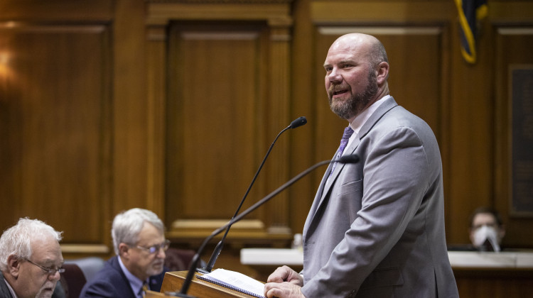 Rep. Alan Morrison (R-Brazil) speaks on the House floor during the 2022 legislative session. Morrison is stepping down after being appointed to serve as director of the Indiana Department of Natural Resources. - Courtesy of Indiana House Republicans