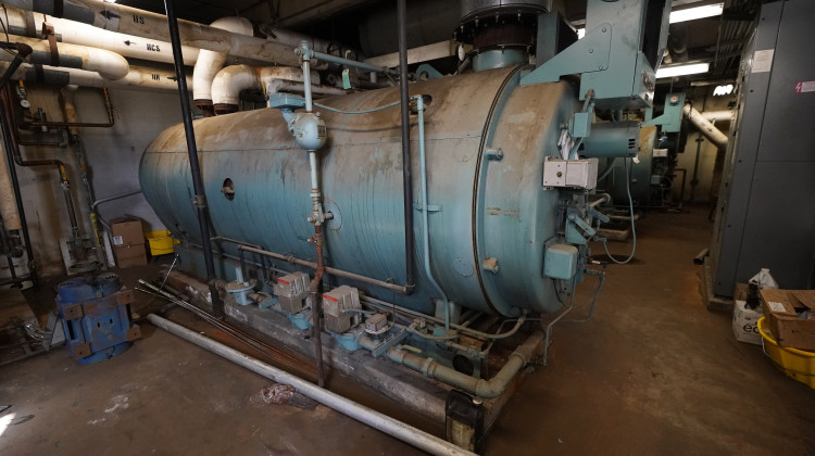 The aging twin boiler system at Jim Hill High School in Jackson, Miss., is photographed Jan. 12, 2023. A litany of infrastructure issues in the nearly 60-year-old school and others like it, make for tough choices on spending COVID recovery funds on infrastructure or academics. - Rogelio V. Solis / AP Photo