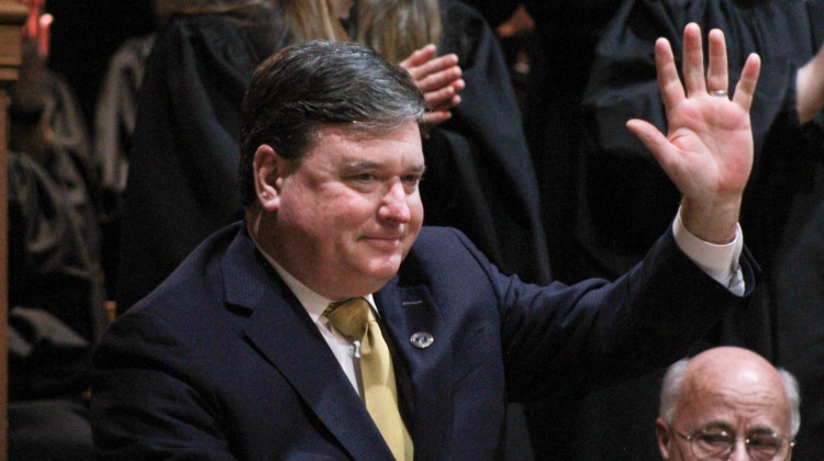 Attorney General Todd Rokita is unopposed at the 2024 Indiana Republican Party convention as he seeks reelection. - Brandon Smith / IPB News