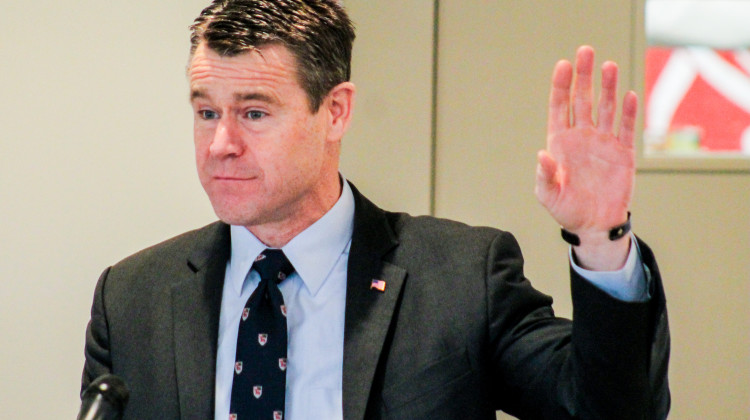 U.S. Sen. Todd Young (R-Ind.) has worked for years to add more federal judgeships around the country, to help reduce case backlogs. - Brandon Smith / IPB News