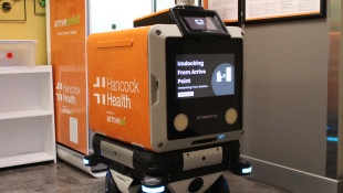 Hancock Regional Hospital has a new delivery robot. Can it help reduce staff workloads?